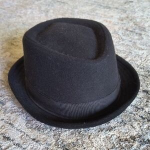 Men's Winter 100% Wool Porkpie Derby Fedora Trilby Ribbon Solid Hat S/M